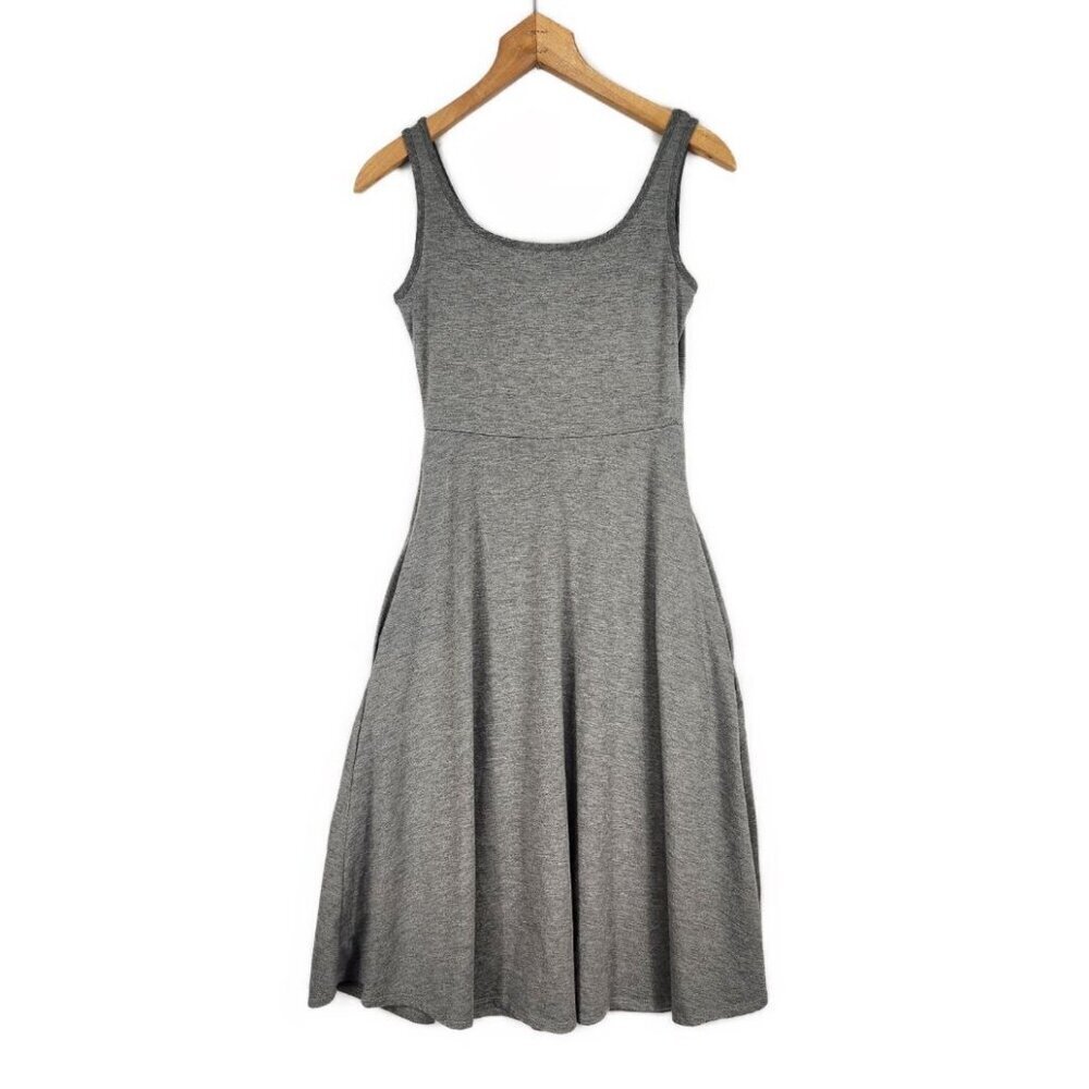 Olivia Rae Fit and Flare Knit Dress Women's XS Gray Jersey Sleeveless Tank Strap